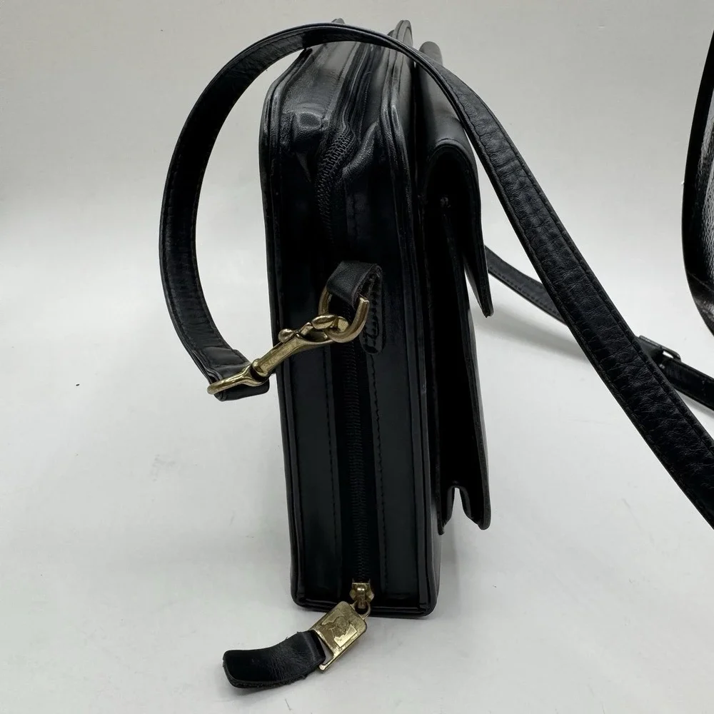 Franklin Quest Classic Planner Black Full Aniline Leather Zip Around Crossbody